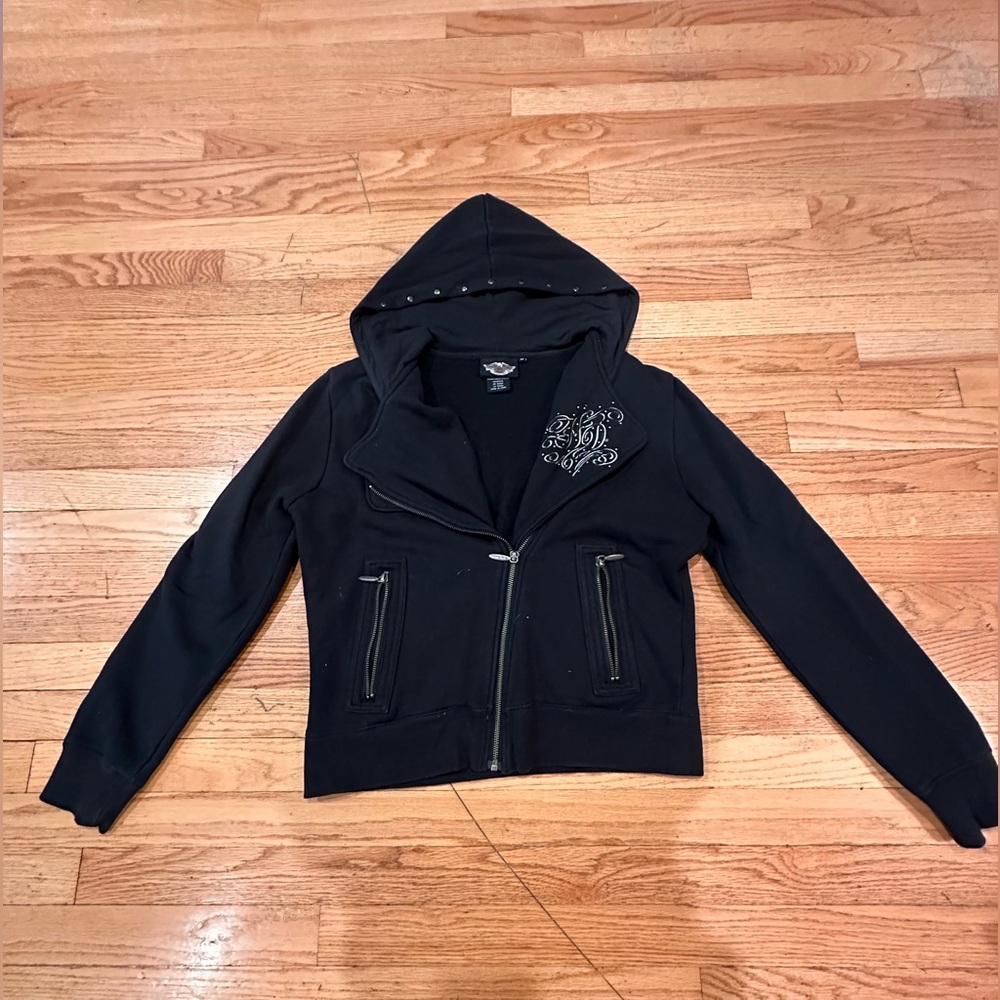 Harley Davidson Fleece Hooded Zip Up Jacket